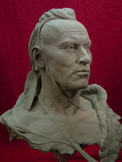 ALGONQUIN Life-size Bust Clay Sculpture by Greg Polutanovich