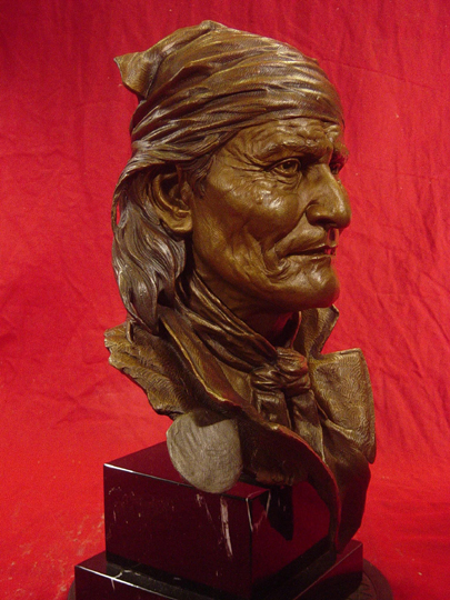 GERONIMO Bronze Bust by Greg Polutanovich