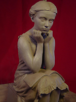 The Girl at the Mirror Clay Sculpture by Greg Polutanovich