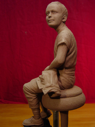 The Run Away Clay Sculpture by Greg Polutanovich