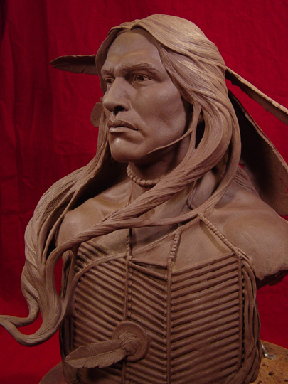 Wind In His Hair Clay Sculpture