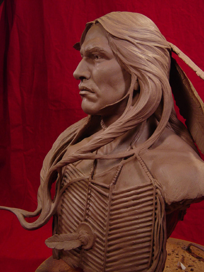 Wind In His Hair Clay Sculpture