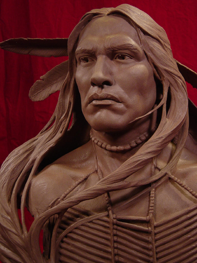 Wind In His Hair Clay Sculpture